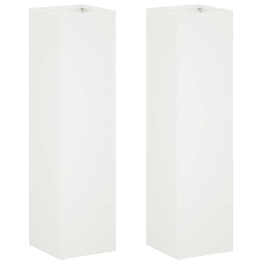 vidaXL Garden Planter 2 pcs White 20 x 20 x 75 cm Cold-rolled Steel