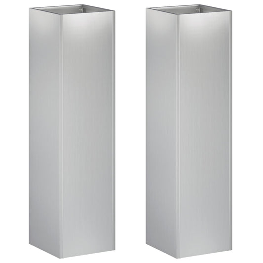 vidaXL Garden Planter 2 pcs Silver 20 x 20 x 75 cm Galvanised Steel