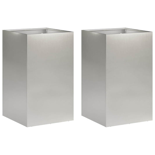 vidaXL Garden Planter 2 pcs Silver 30 x 30 x 40 cm Stainless Steel