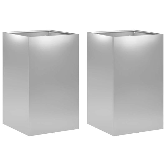 vidaXL Garden Planter 2 pcs Silver 30 x 30 x 40 cm Galvanised Steel