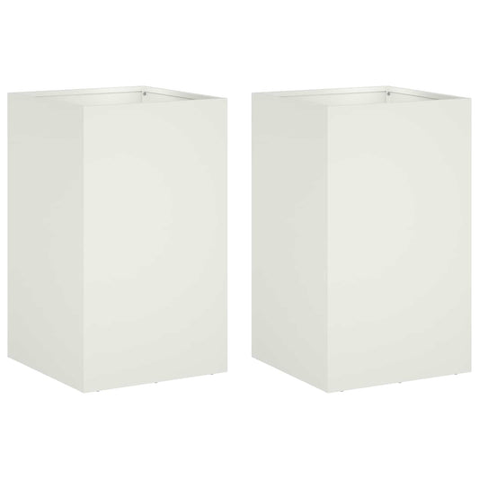 vidaXL Garden Planter 2 pcs White 30 x 30 x 50 cm Cold-rolled Steel