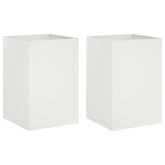 vidaXL Garden Planter 2 pcs White 40 x 40 x 75 cm Cold-rolled Steel