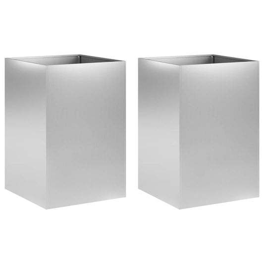 vidaXL Garden Planter 2 pcs Silver 50 x 50 x 75 cm Galvanised Steel