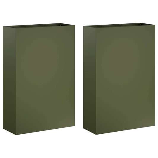 vidaXL Garden Planter 2 pcs Olive Green 40 x 20 x 75 cm
