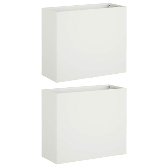 vidaXL Garden Planter 2 pcs White 50 x 20 x 40 cm Cold-rolled Steel
