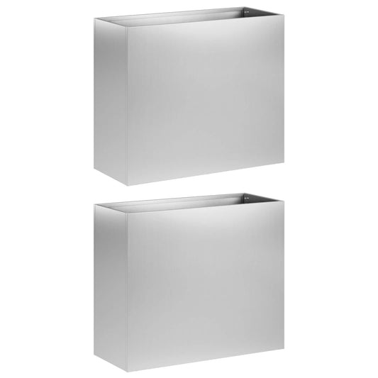 vidaXL Garden Planter 2 pcs Silver 50 x 20 x 40 cm Galvanised Steel