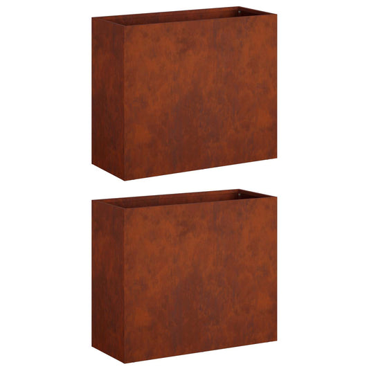 vidaXL Garden Planter 2 pcs Rusty 50 x 20 x 40 cm Weathering Steel