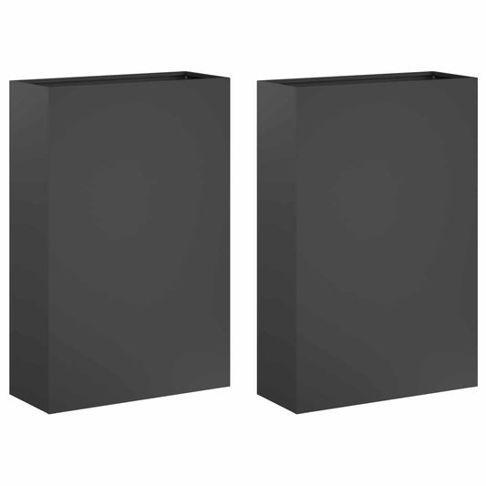 vidaXL Garden Planter 2 pcs Anthracite 50 x 20 x 75 cm