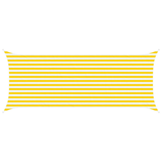 vidaXL Sun Shade Sail Yellow and White 5 x 2 m 100% Polyester Oxford