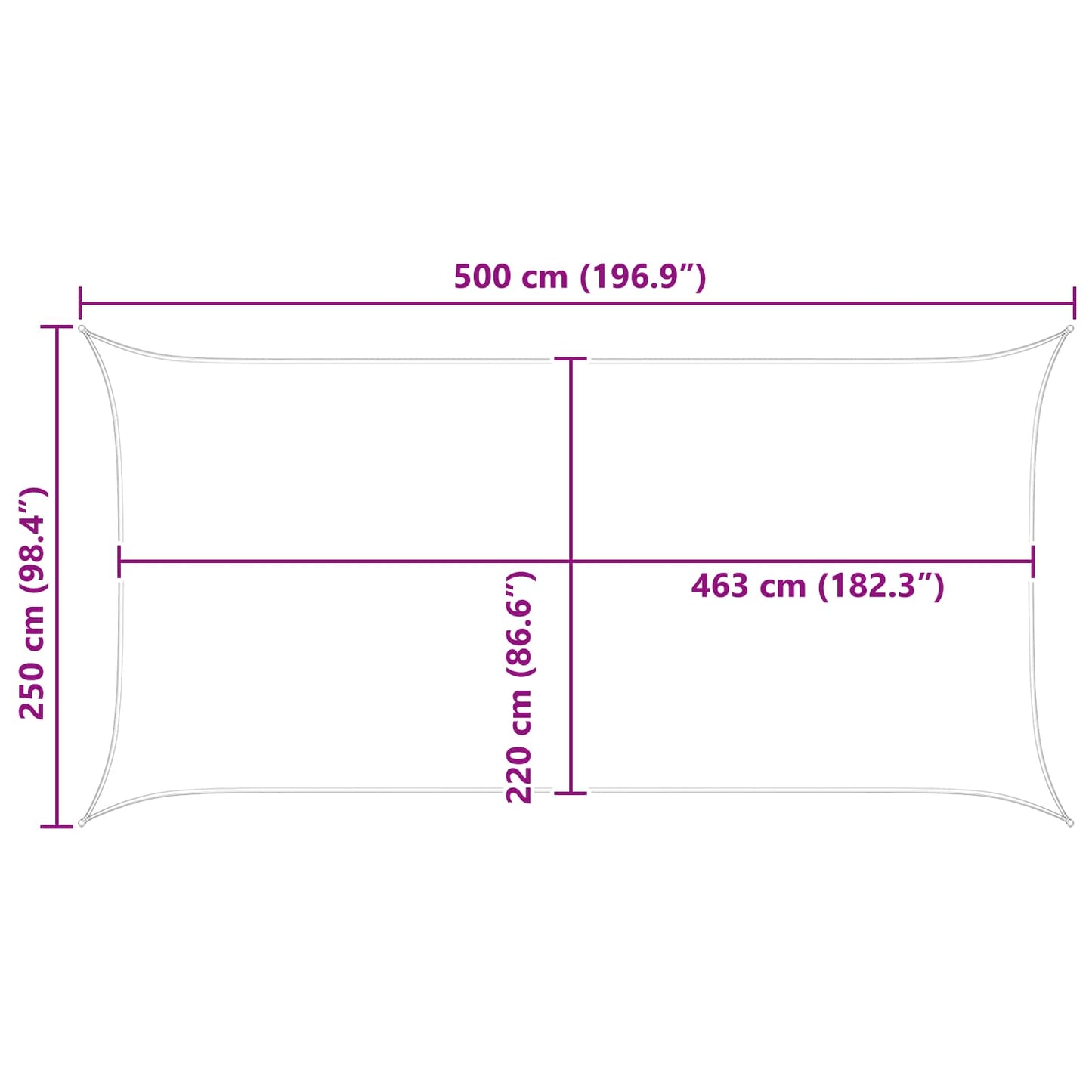 vidaXL Sun Shade Sail Blue and White 5 x 2,5 m 100% Polyester Oxford