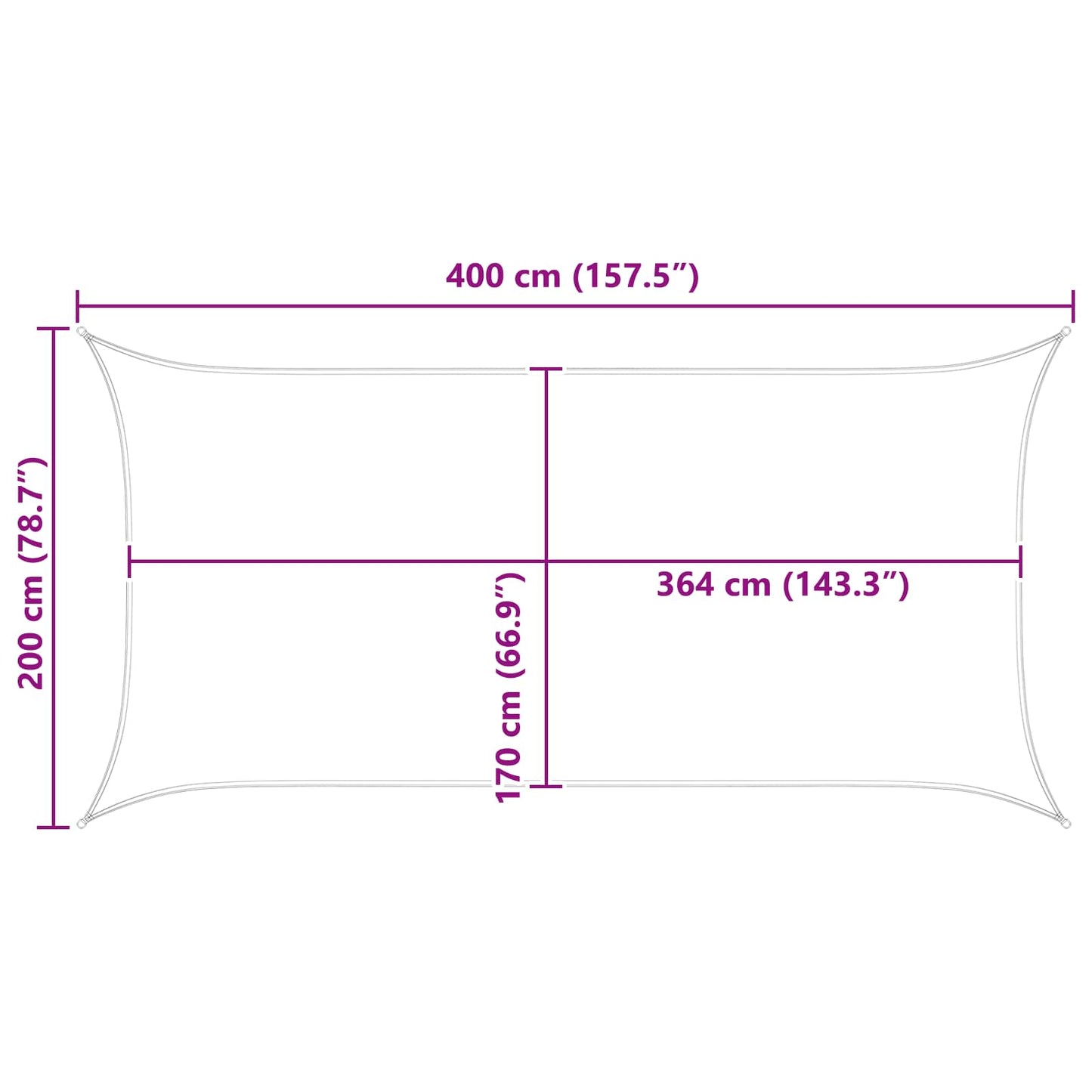 vidaXL Sun Shade Sail Light Grey and White 4 x 2 m