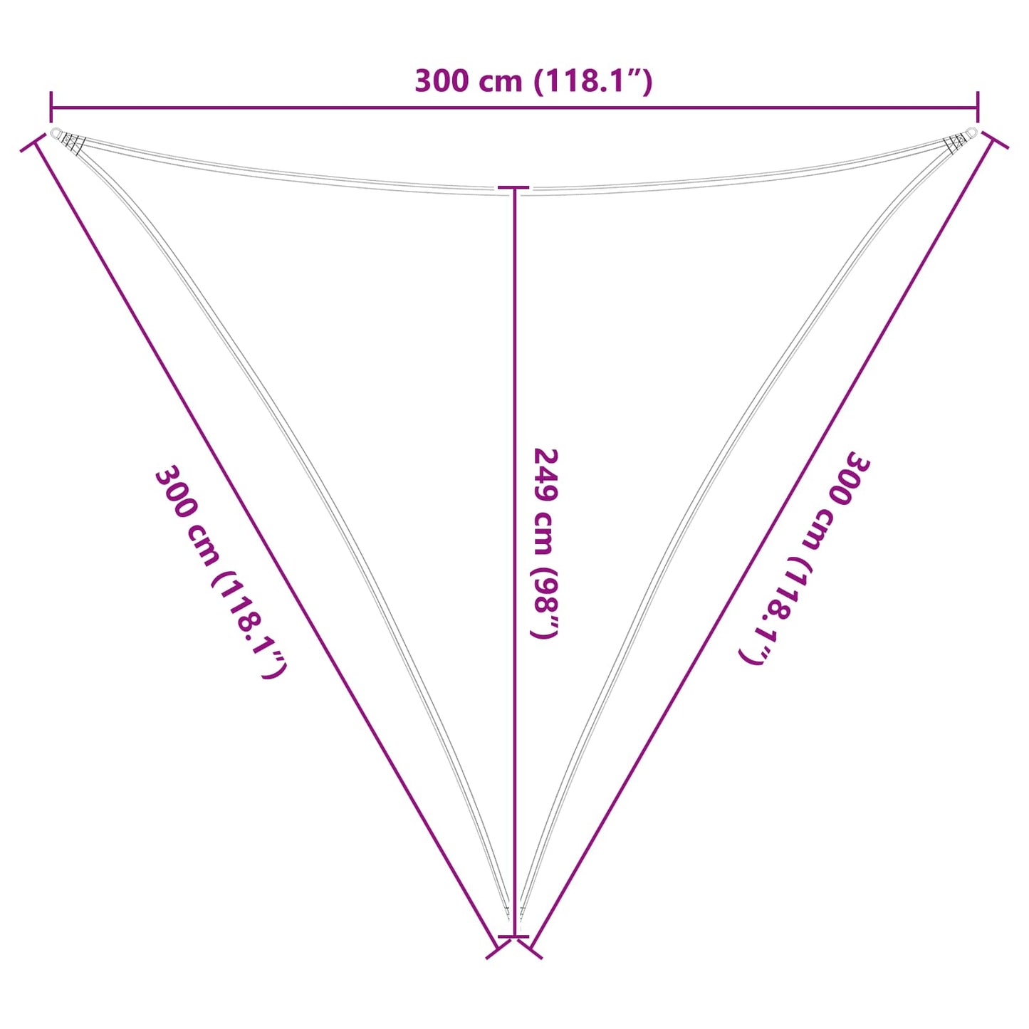 vidaXL Sun Shade Sail Light Grey and White 3 x 3 x 3 m