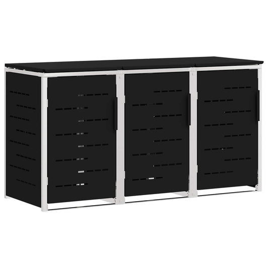vidaXL Wheelie Bin Storage for 3 Bins 240L Stainless Steel Black