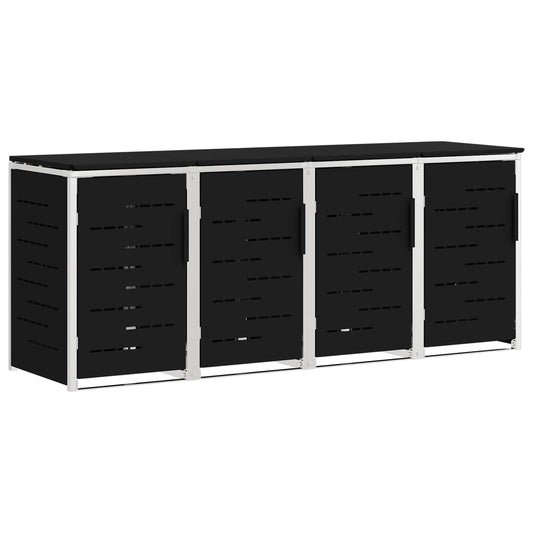 vidaXL Wheelie Bin Storage for 4 Bins 240L Stainless Steel Black
