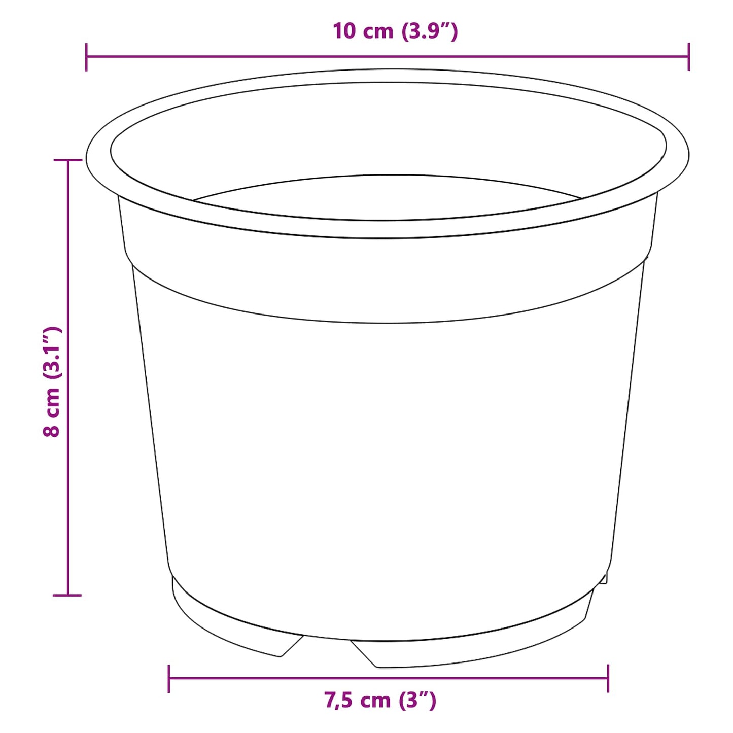 vidaXL Round Flower Pot 200 pcs Black Ø 10 x 8 cm Plastic