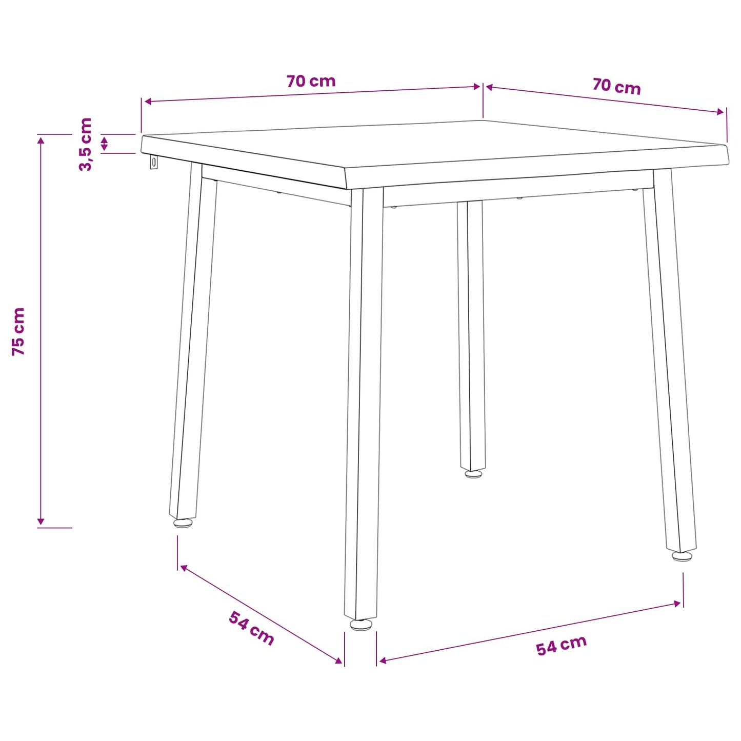 vidaXL 70 x 70 x 75 cm Solid Acacia Wood Natural and Coffee Square