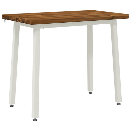 vidaXL 90 x 55 x 75 cm Solid Acacia Wood Natural and White Rectangular