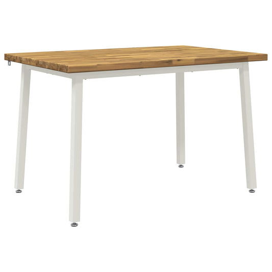 vidaXL 120 x 80 x 75 cm Solid Acacia Wood White Rectangular
