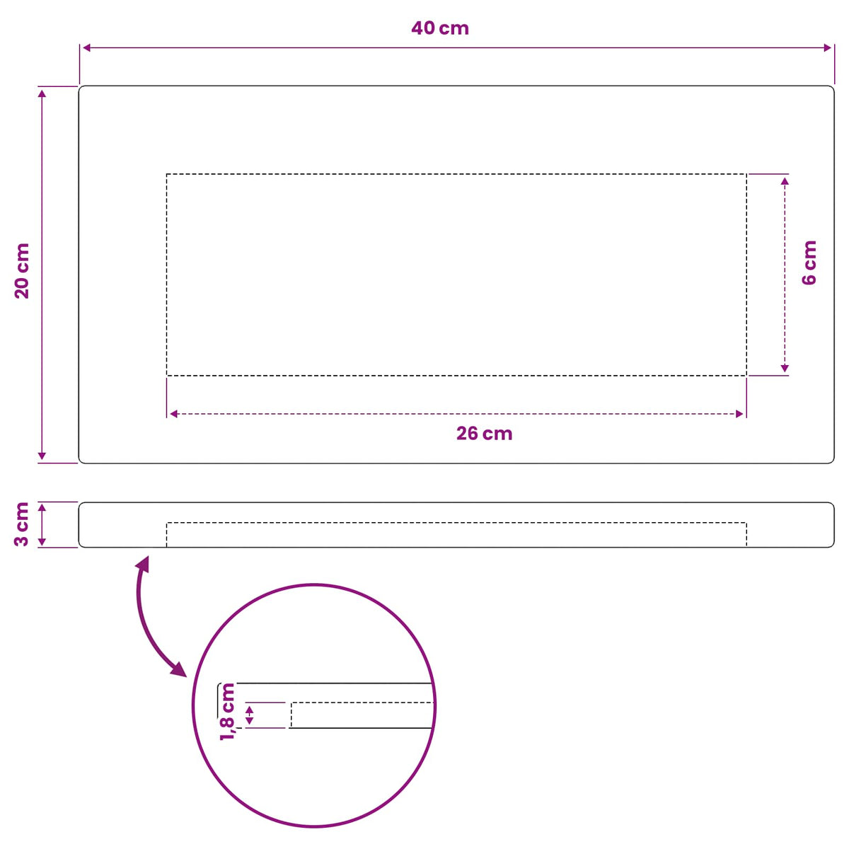 vidaXL Rectangular Table Top 40 x 20 x 3.5 cm Rectangular White