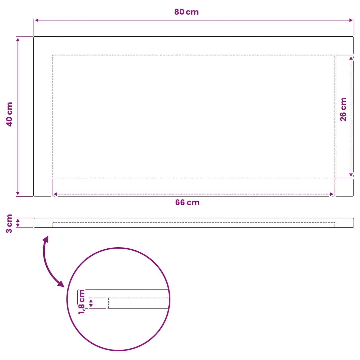 vidaXL Rectangular Table Top 80 x 40 x 3.5 cm Rectangular Natural