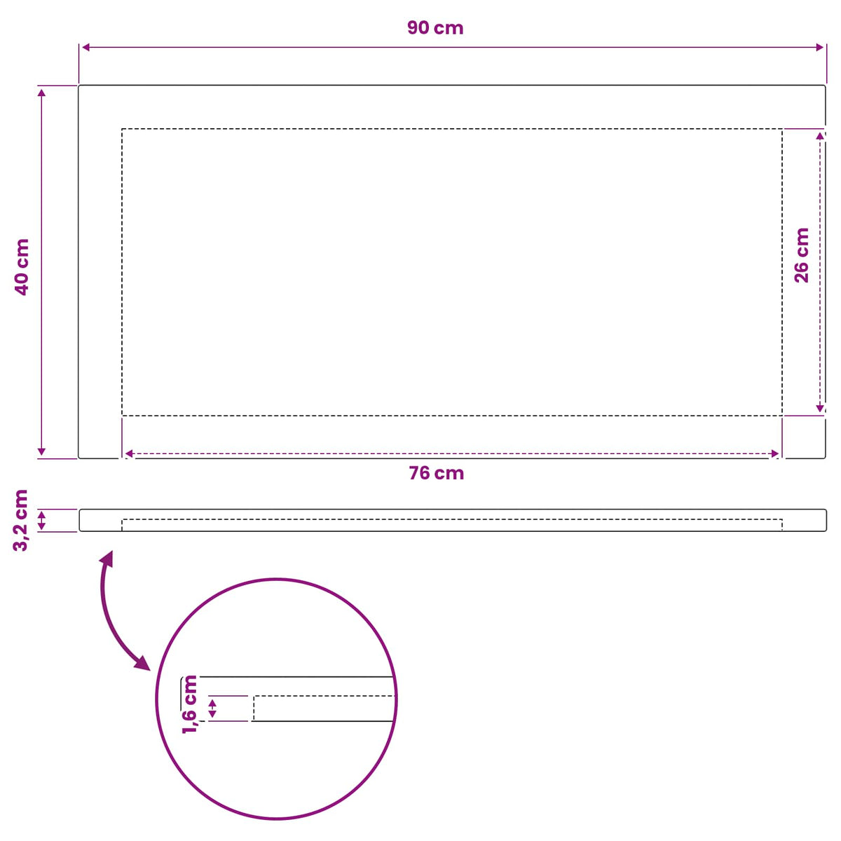 vidaXL Rectangular Table Top 90 x 40 x 3.2 cm Rectangular