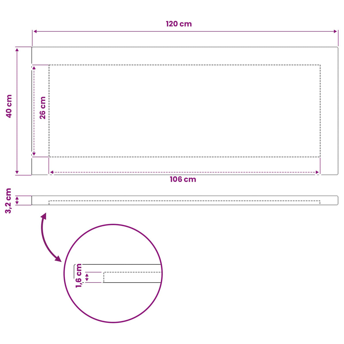 vidaXL Rectangular Table Top 120 x 40 x 3.2 cm Rectangular