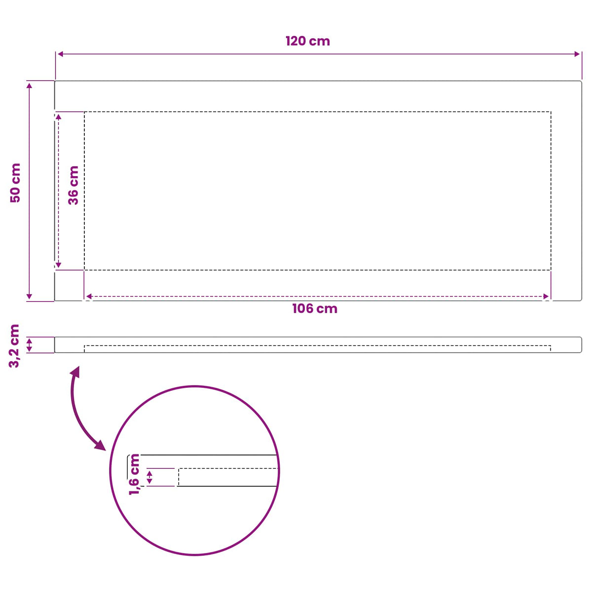 vidaXL Rectangular Table Top 120 x 50 x 3.2 cm Rectangular