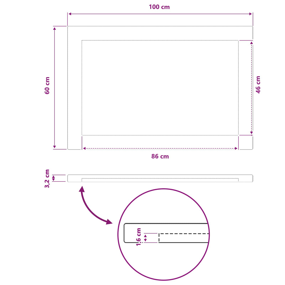 vidaXL Rectangular Table Top 100 x 60 x 3.2 cm Rectangular