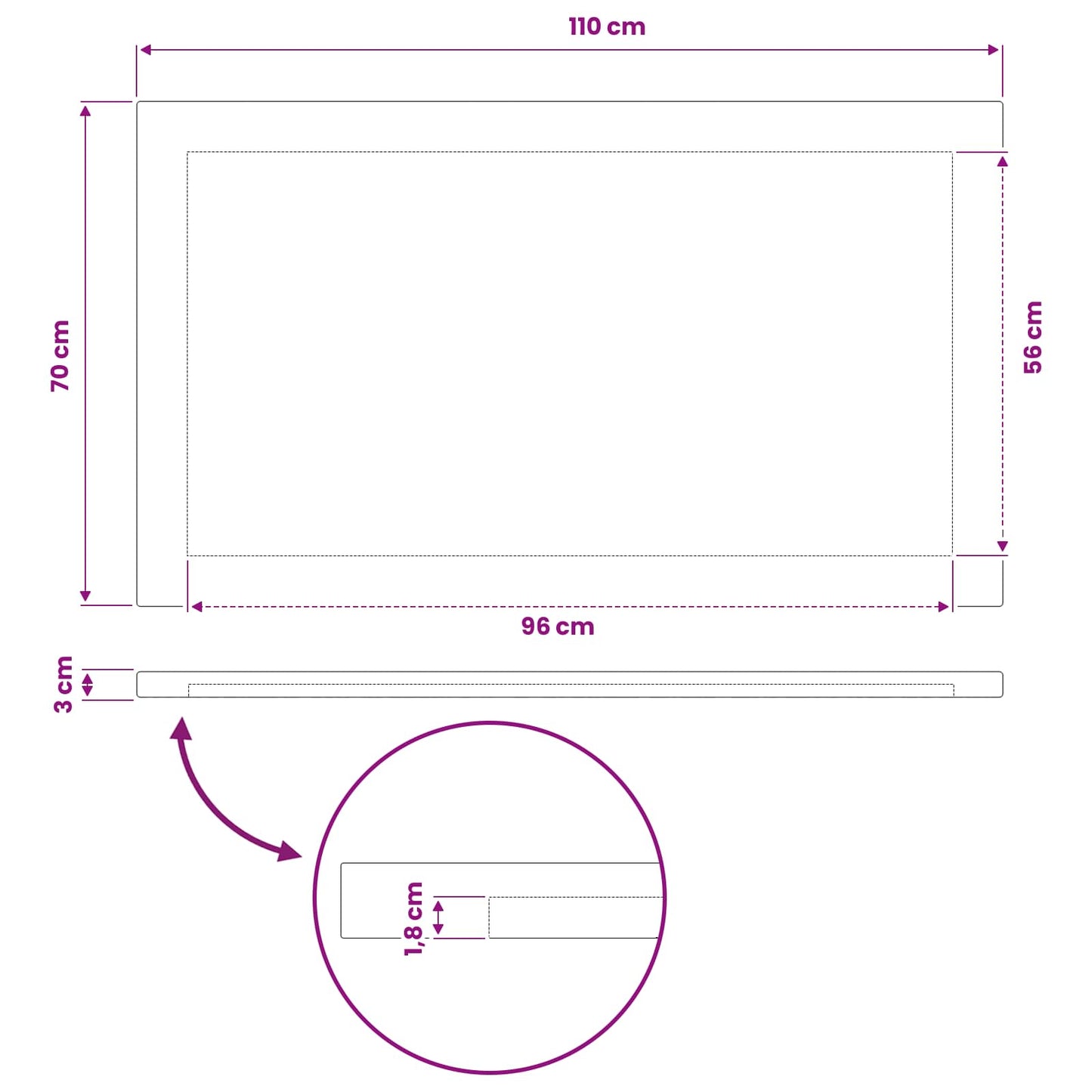 vidaXL Rectangular Table Top 110 x 70 x 3.5 cm Rectangular White
