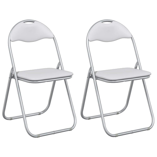 vidaXL Folding Chair 2 pcs White and Grey 48 x 43.5 x 81 cm