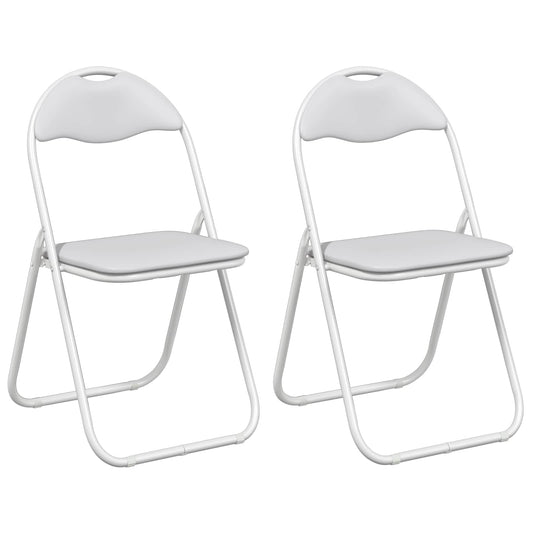 vidaXL Folding Chair 2 pcs White and Grey 48 x 43.5 x 81 cm
