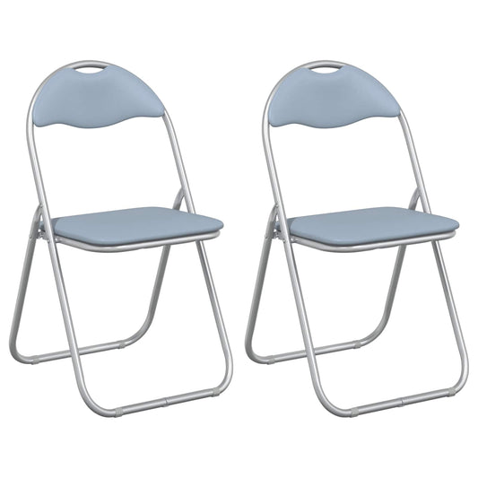 vidaXL Folding Chair 2 pcs Grey 48 x 43.5 x 81 cm Faux Leather