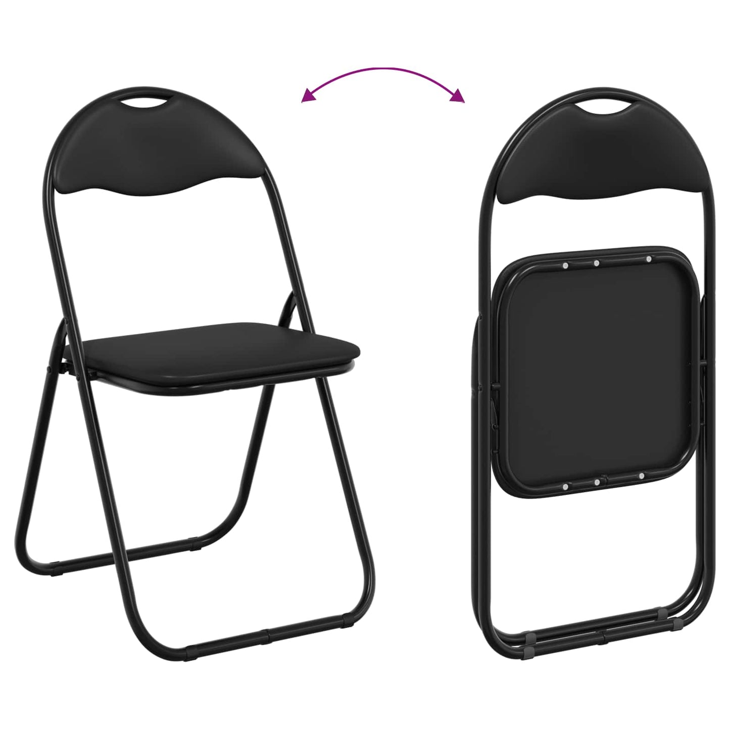 vidaXL Folding Chair 2 pcs Black 48 x 43.5 x 81 cm Faux Leather