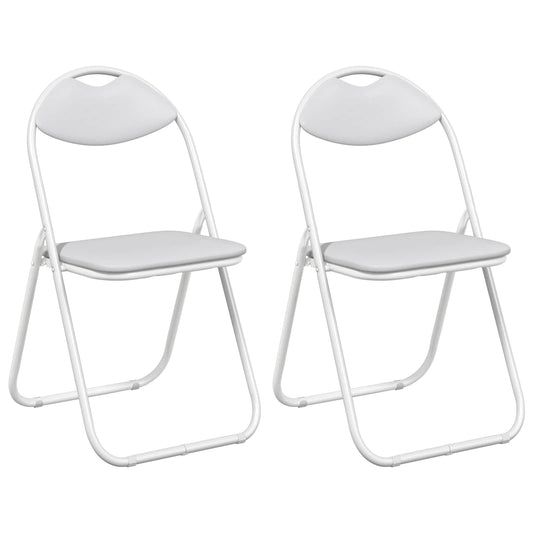 vidaXL Folding Chair 2 pcs White 48 x 43.5 x 81 cm Faux Leather