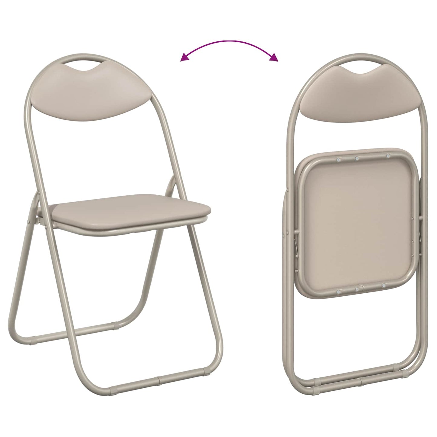 vidaXL Folding Chair 8 pcs Faux Leather Sand 48 x 43.5 x 81 cm