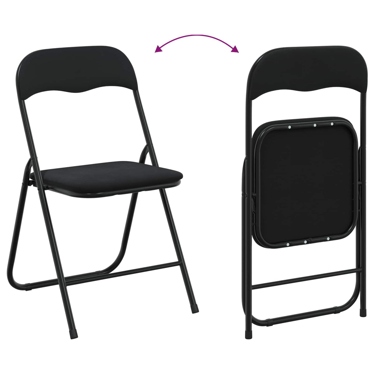vidaXL Folding Chair 2 pcs Black 48 x 44 x 78 cm Velvet