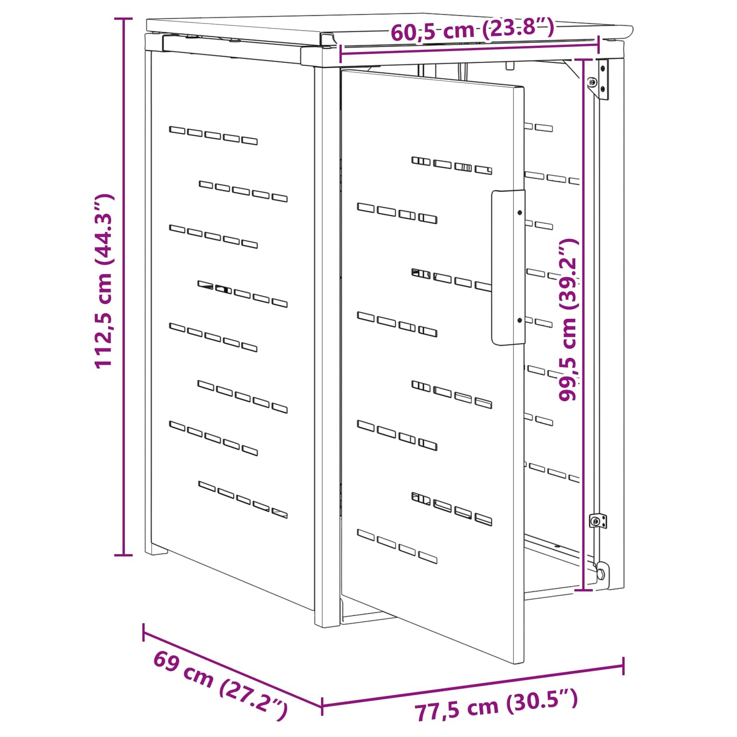 vidaXL Wheelie Bin Storage Black