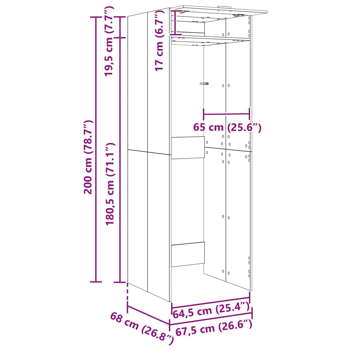 vidaXL Wash Machine Cabinet with Storage Black Oak 67.5 x 68 x 200 cm