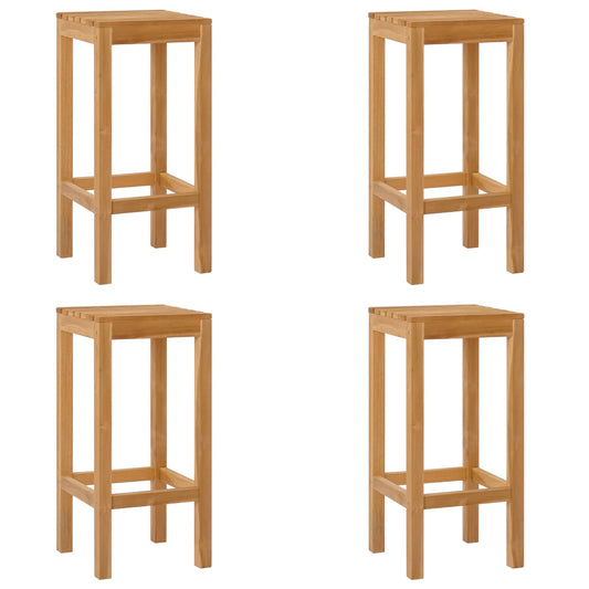 vidaXL Bar Stool 4 pcs Natural Solid Teak Wood