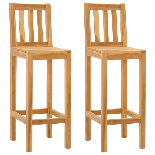 vidaXL Bar Stool 2 pcs Natural Solid Teak Wood
