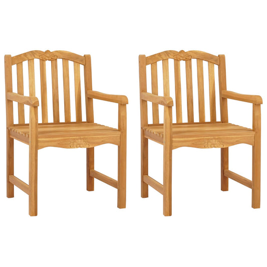 vidaXL Handcarved Shell Chair 2 pcs Natural Solid Teak Wood