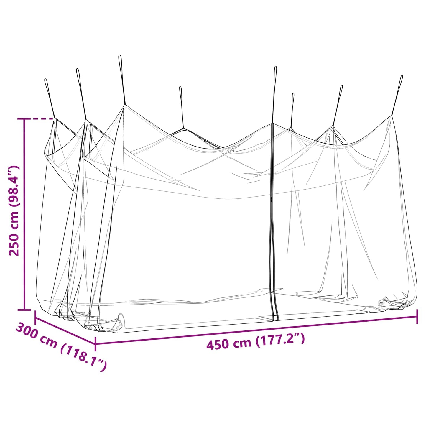 vidaXL Garden Mosquito Net 156 Mesh White 3 x 4.5 x 2.5 m Polyester
