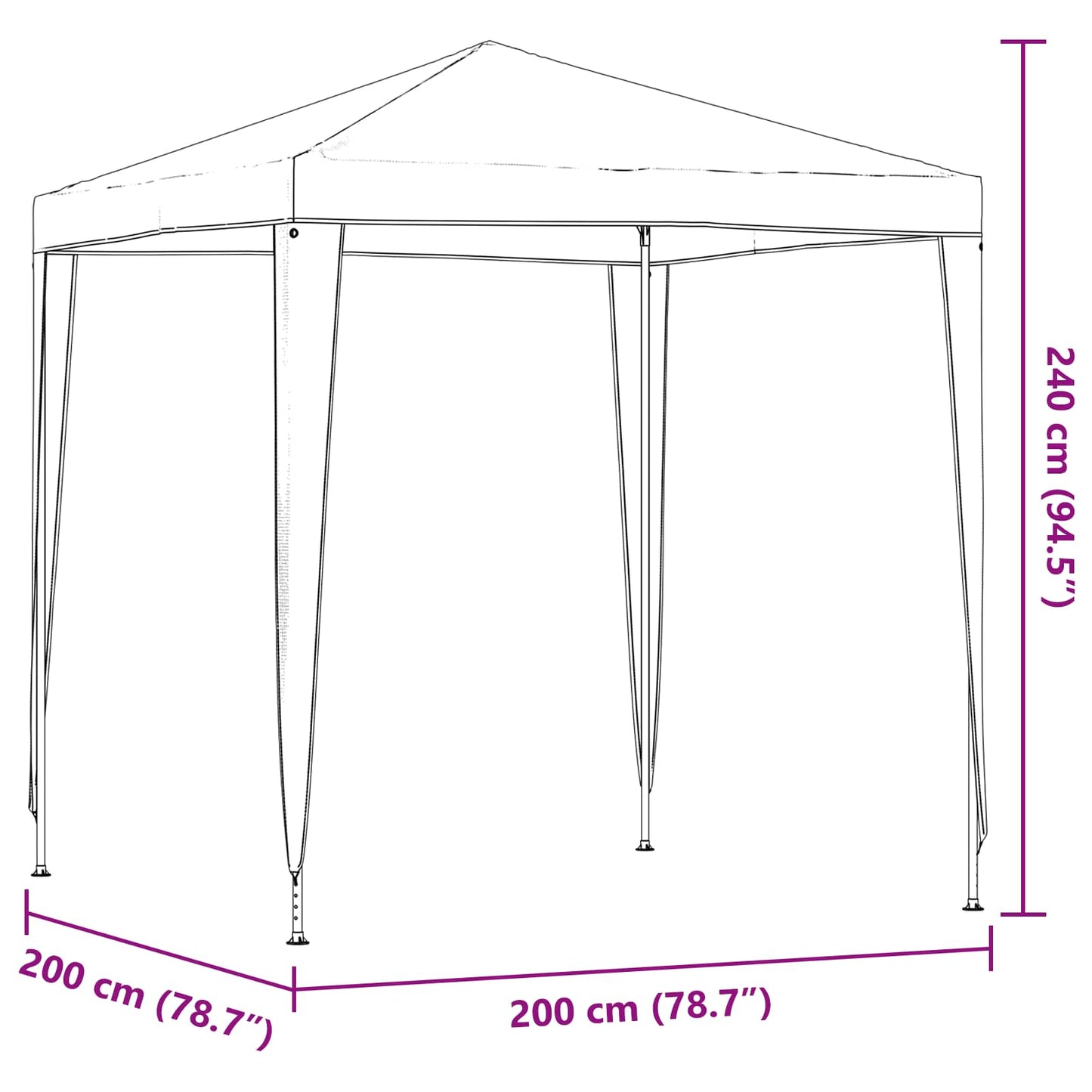 vidaXL Party Tent 200 x 200 x 240 cm Light Grey PE and Steel
