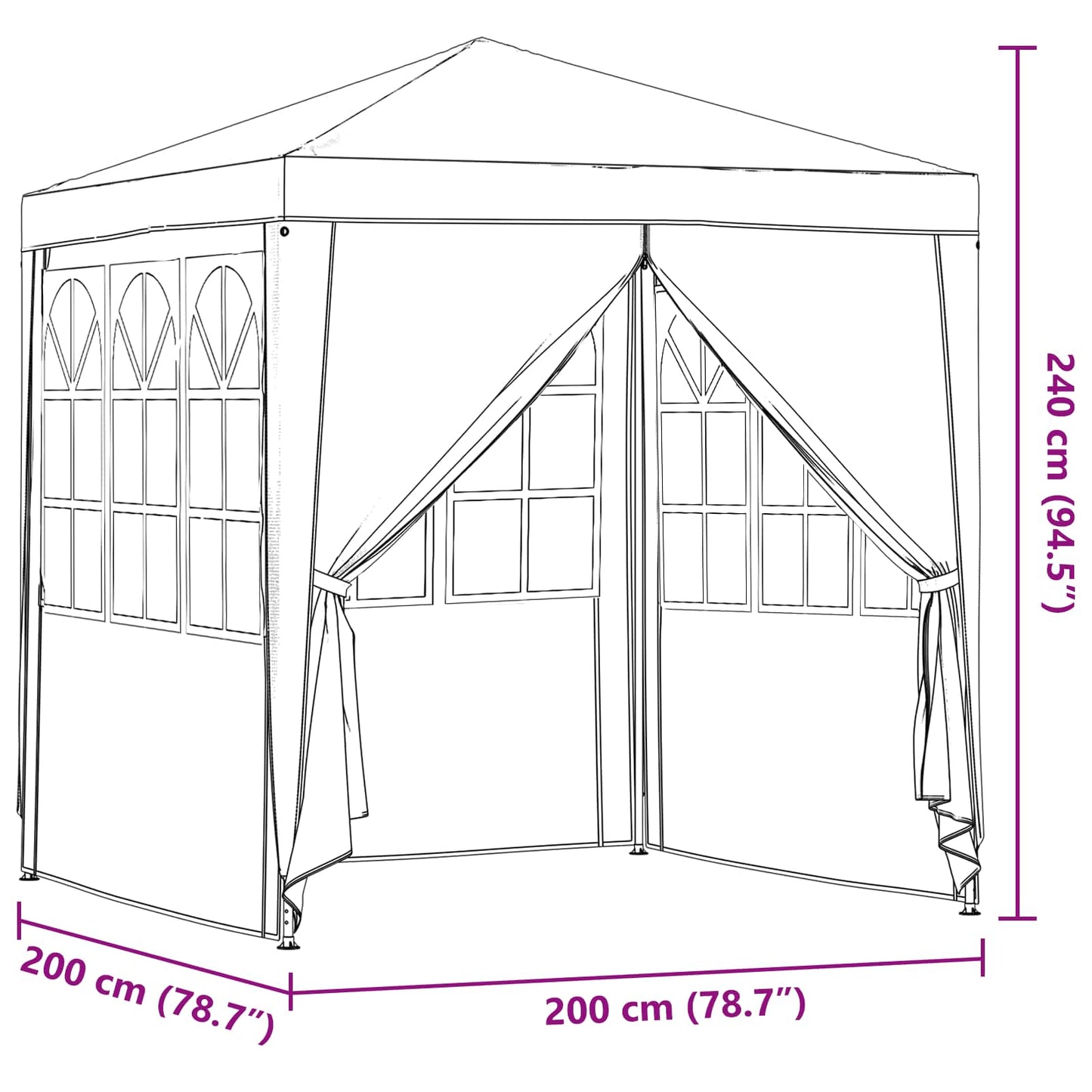 vidaXL Party Tent Red 200 x 200 x 240 cm PE and Steel