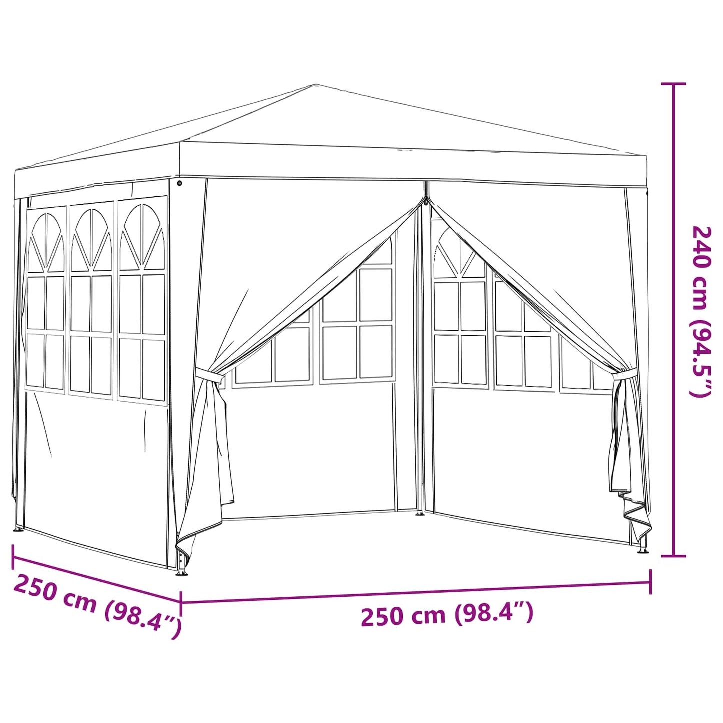 vidaXL Party Tent Light Grey 250 x 250 x 240 cm PE and Steel