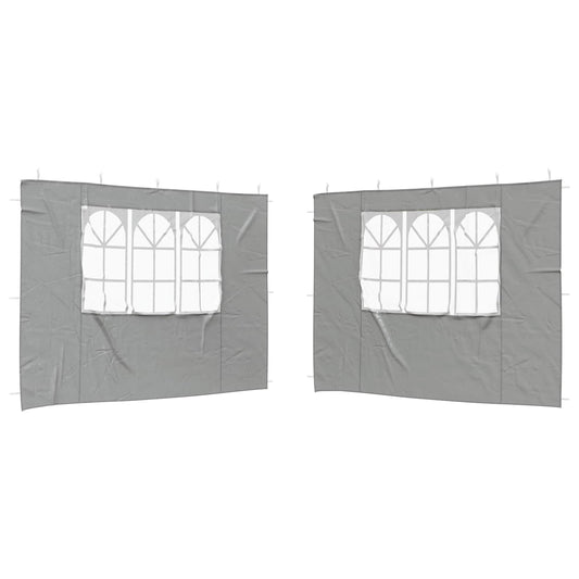 vidaXL Party Tent Sidewall 2 pcs 300 x 195 cm Light Grey PE and Steel