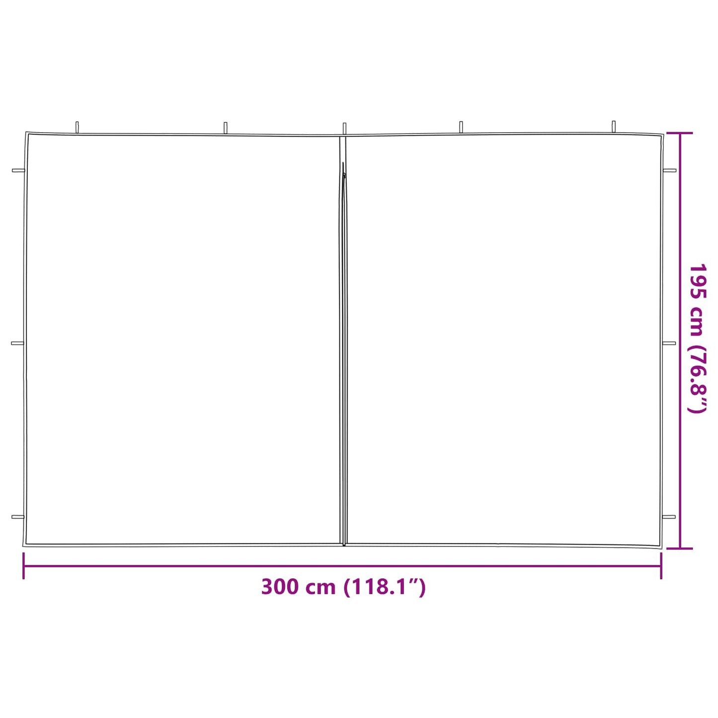 vidaXL Party Tent Sidewall 2 pcs Red 300 x 195 cm PE and Steel