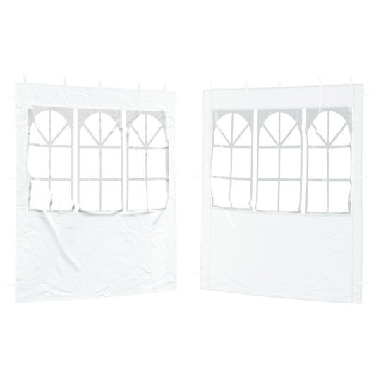 vidaXL Party Tent Sidewall 2 pcs 200 x 195 cm White PE and Steel
