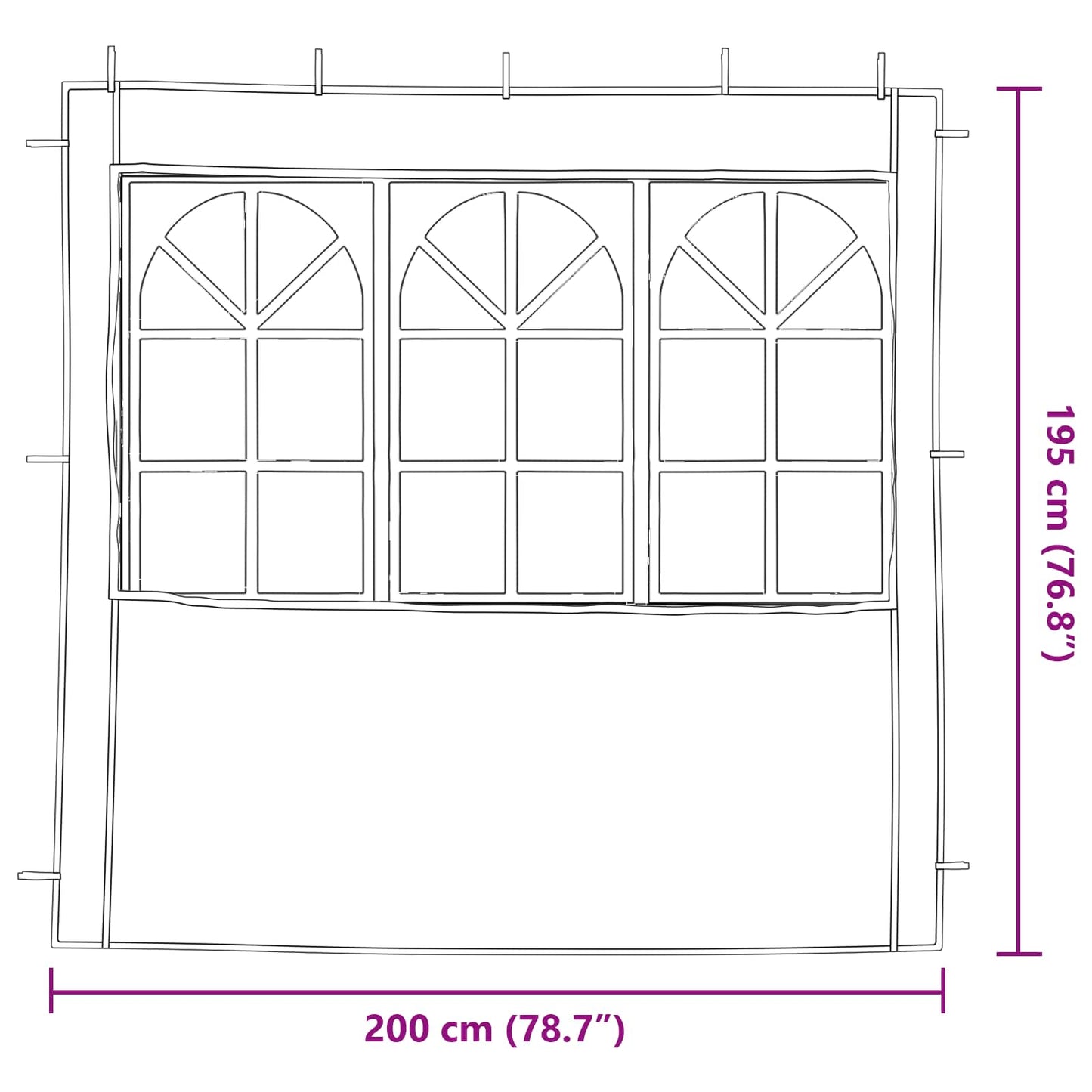 vidaXL Party Tent Sidewall 2 pcs 200 x 195 cm White PE and Steel