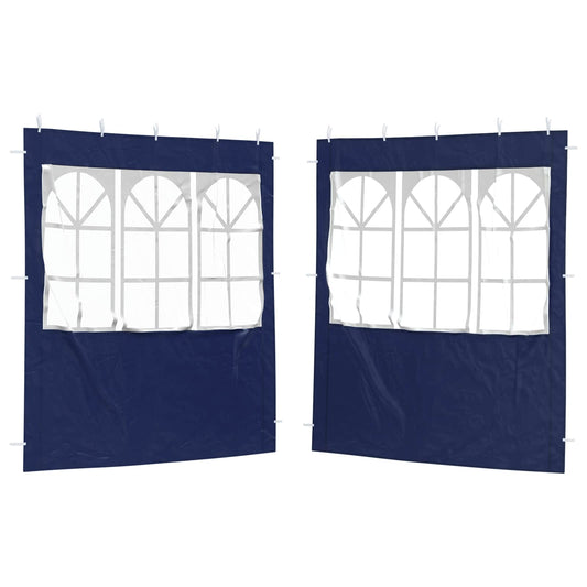vidaXL Party Tent Sidewall 2 pcs 200 x 195 cm Blue PE and Steel
